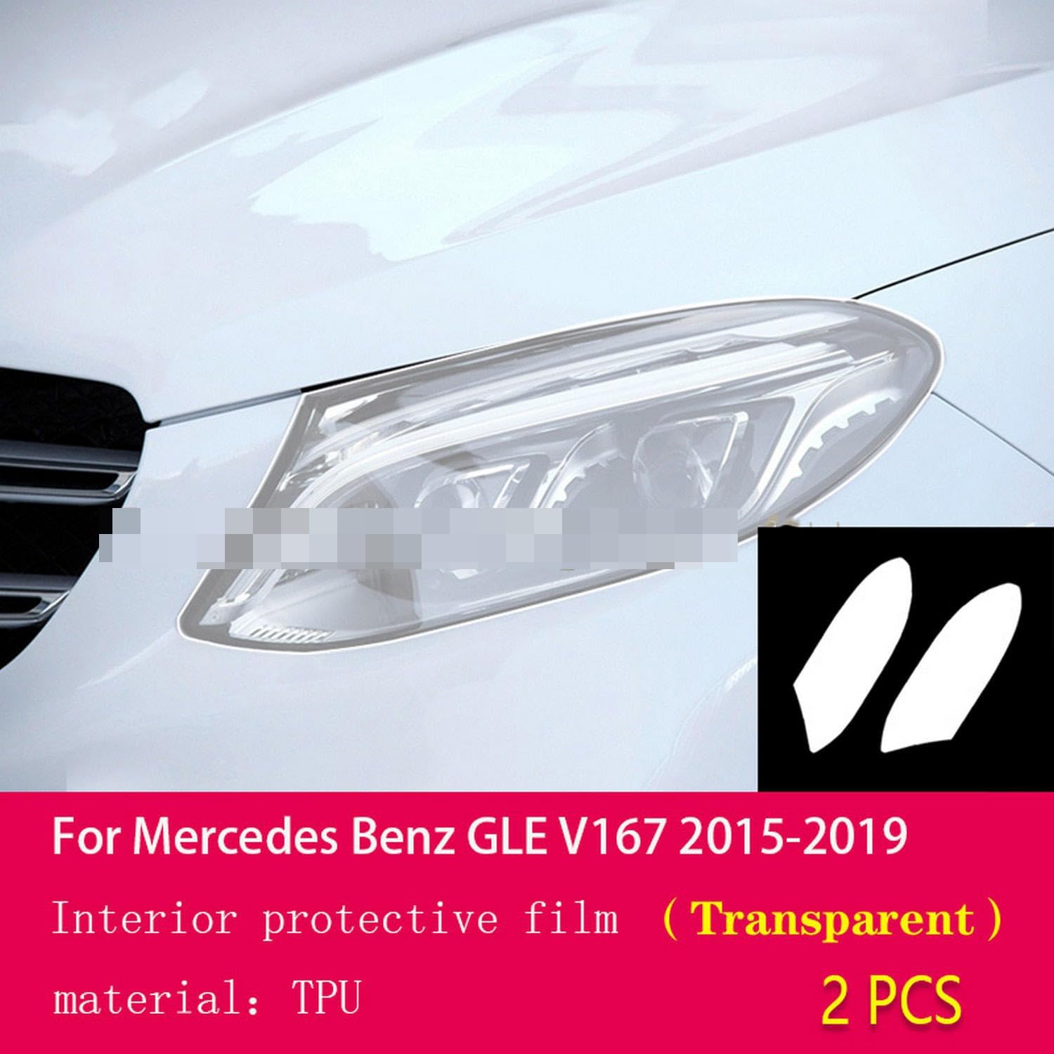 Car Exterior PPF Transparent Protective Film TPU Anti Scratch Headlamps Protective，for Mercedes Benz GLE V167 2015-2019