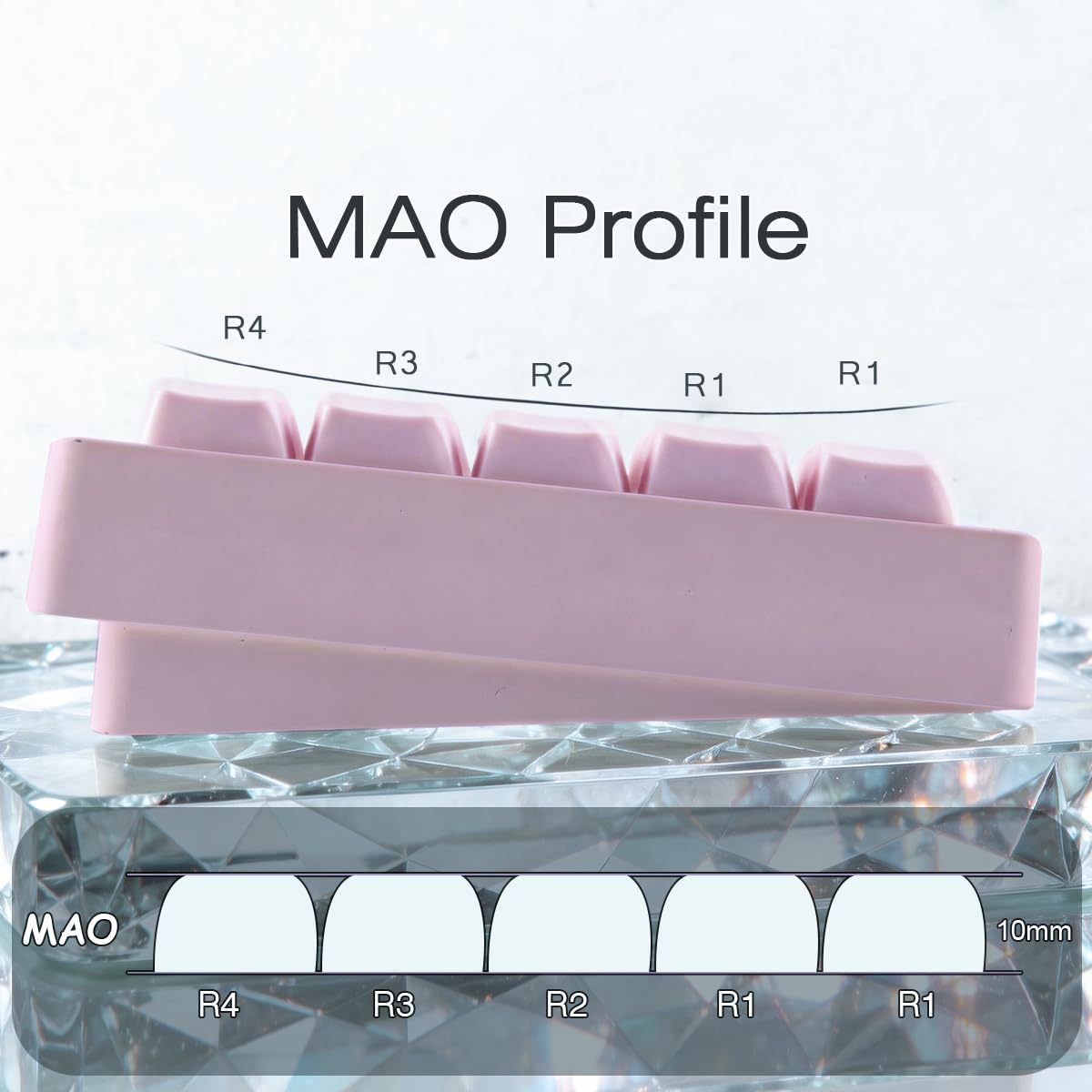 Hyekic Crystal Jelly Cat Shape Keycaps, 119 touches translucides rose mignonnes imprimées sur le côté Mao Profile Custom Keycap pour 61/68/84/87/98/100 Cherry Gateron MX Swithes Clavier mécanique