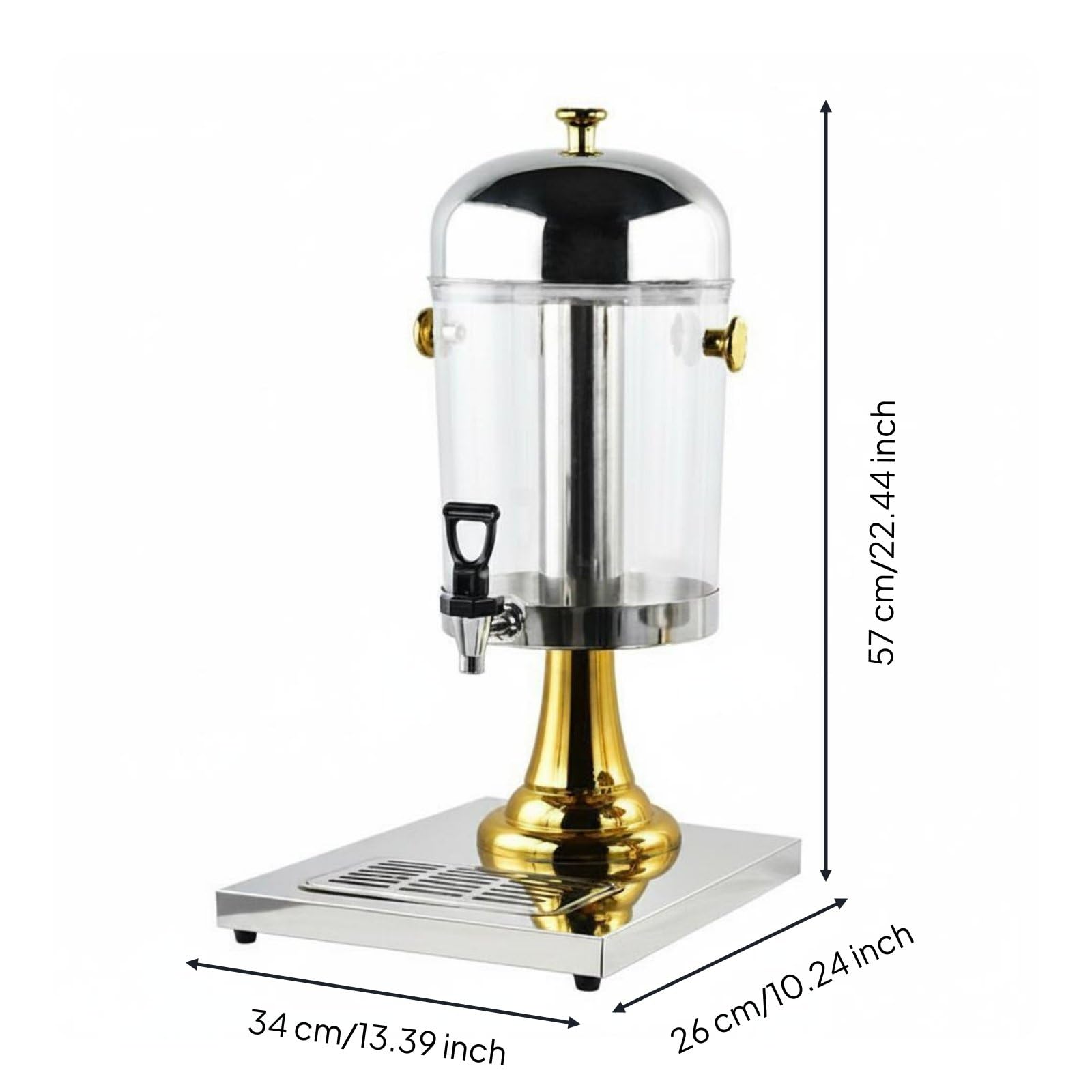 Sharplace Dispensador de Bebidas Equipo de Jugos Contenedor de Bebidas Tanque de Acero Inoxidable Funcion de Vertido Apropiada para Reuniones Hotel Buffet, Dorado, Dorado, Estándar