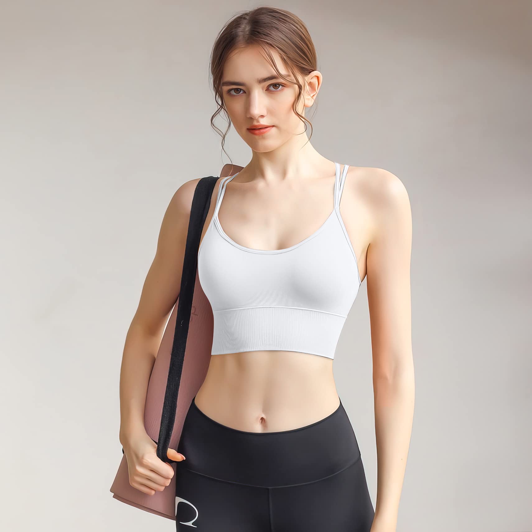Sujetadores Deportivos Acolchados para Mujer, con Tirantes Cruzados, para Yoga, Entrenamiento, Fitness, Correr, Gimnasio, Parte Superior de bajo Impacto