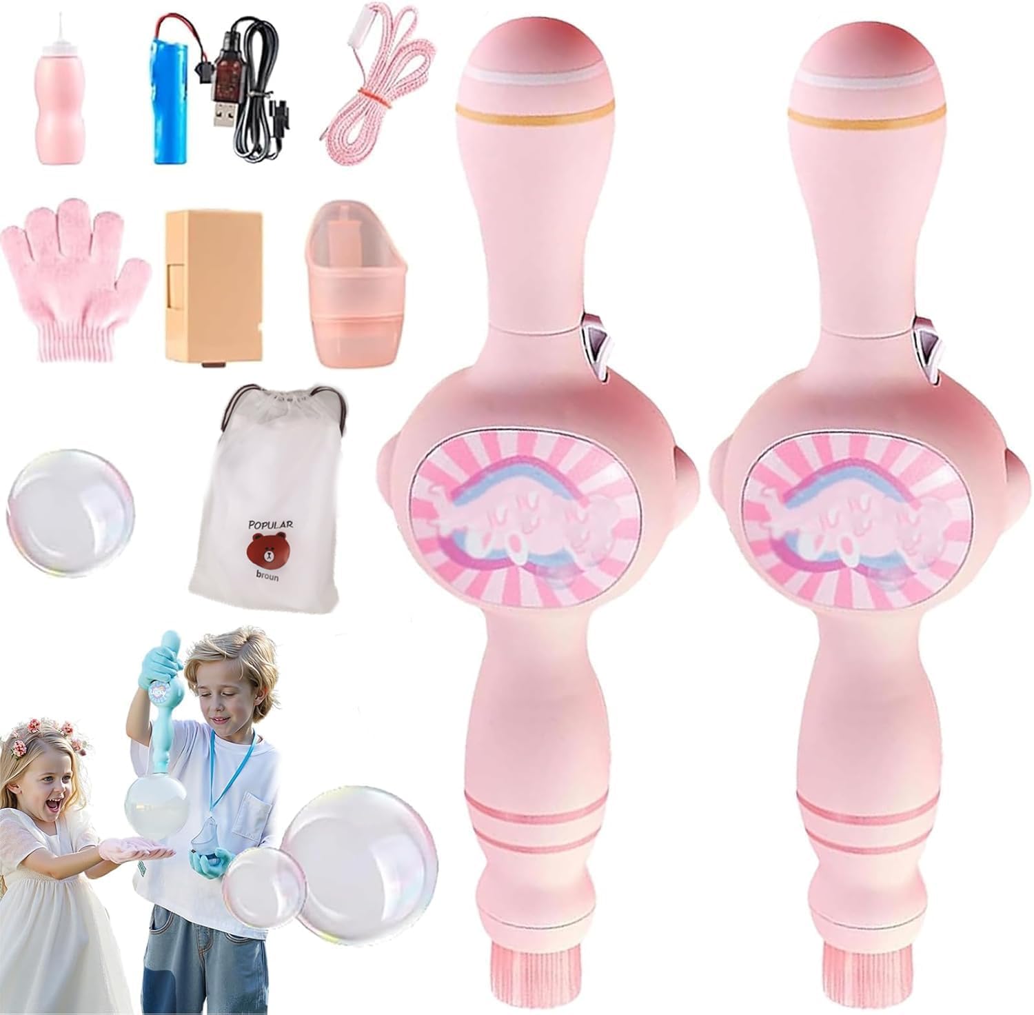 Magic Smoke Bubble Machine, Elastic Bubble Fog Wand, Bubblee Fog Wand with Gloves, Colorful Elastic Bubbles & Smoke Effect, Touchable Elastic Smoke Bubbles Toy with LED Lights