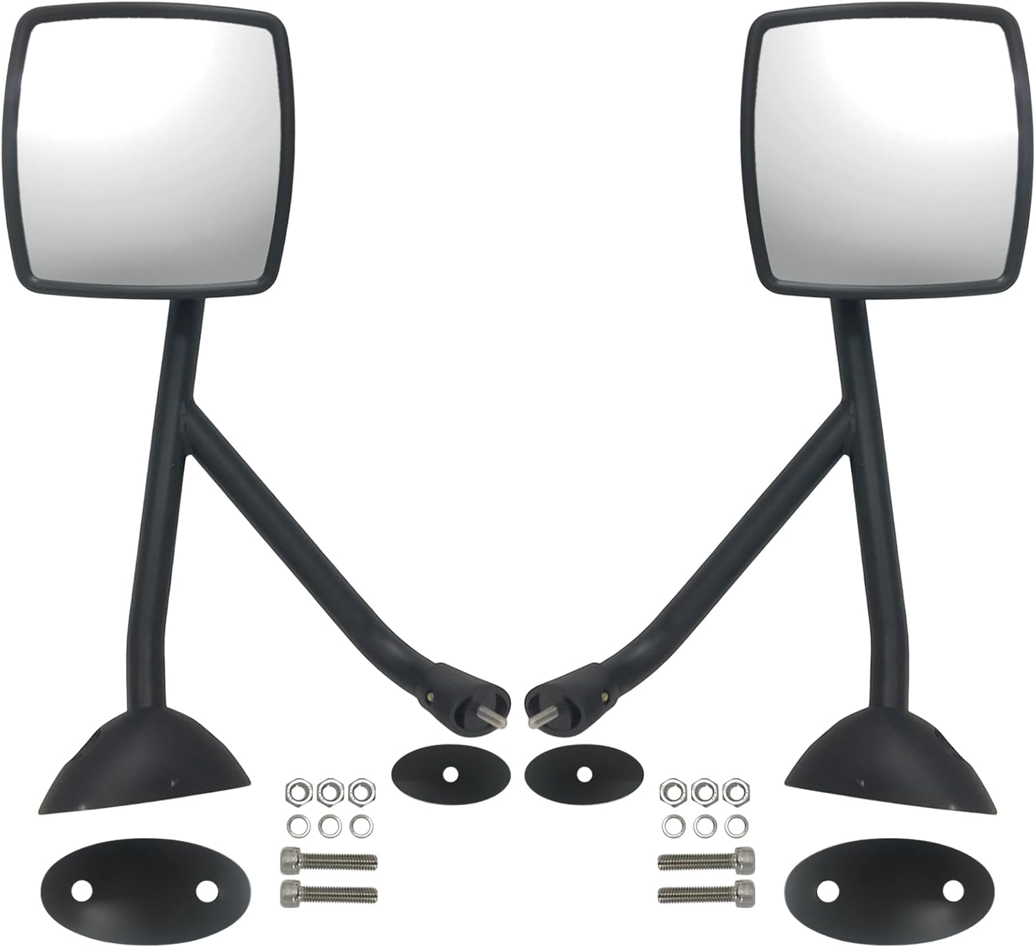 Hood Mirror Black with Arm with Mounting Kits - Driver & Passenger Side (Fits International DuraStar 4300)