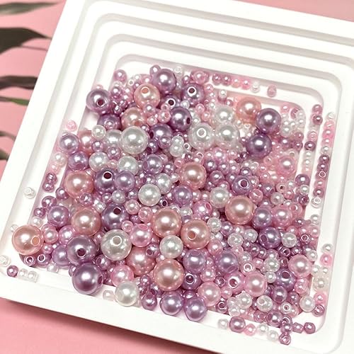 Miniatura 2 de Cuentas de perlas mixtas de 30 a 0.315 in, perlas redondas sueltas de satén de plástico, para hacer joyas, aretes, pulseras, collares, llaveros,