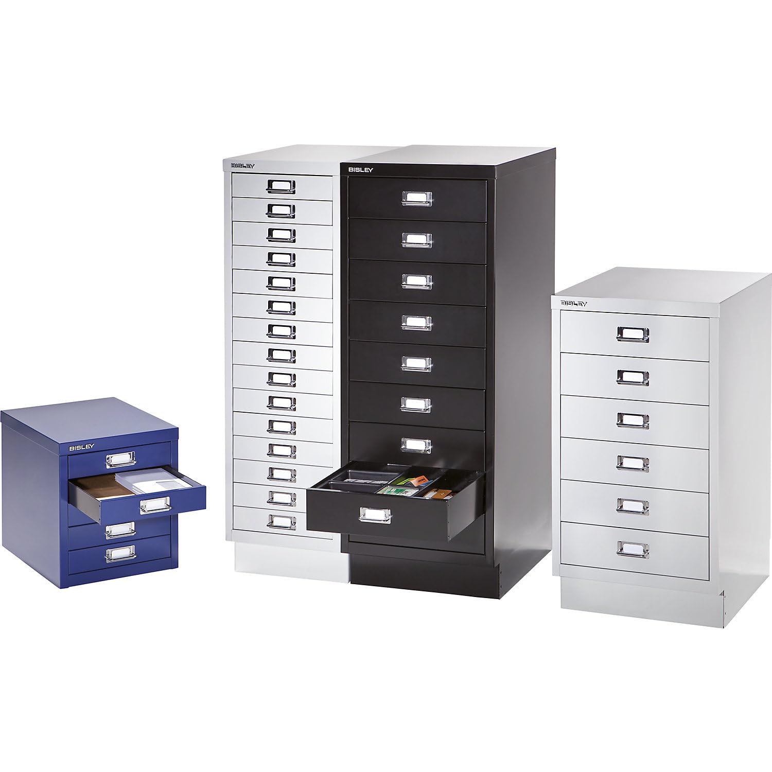 BISLEY | Serie 39 MultiDrawer™ | con zócalo | DIN A3 | 6 cajones | Rojo Cardenal | Negro.