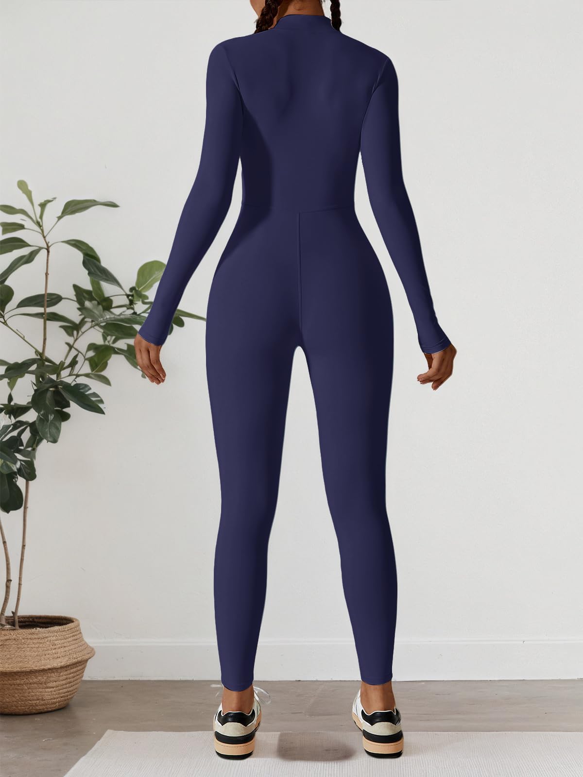 ECUPPER Enterizo Deportivo para Mujer Con cierre de cremallera y manga larga - Body moldeador para yoga y gym