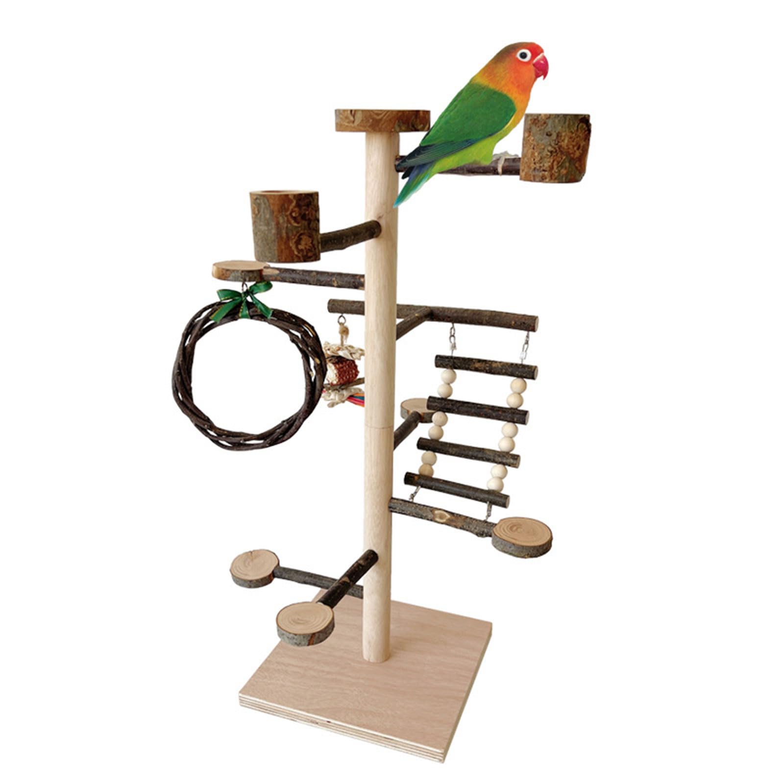 Vogel-Gym-Spielständer, Spielzeug, Vogelkäfige, Klettern, Holzschaukel, Stehsitzstangen, Schleifen für Kakadus, Vogeltraining, Aktivitätsplattform
