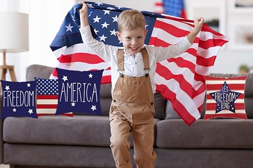 Gigoitly 4Th Of July Decorations Pillow Covers 18X18 Inch Set Of 4 Independence Memorial Day American Flag Throw Pillow Covers For Sofa Bed Patriotic Decor #TOP3