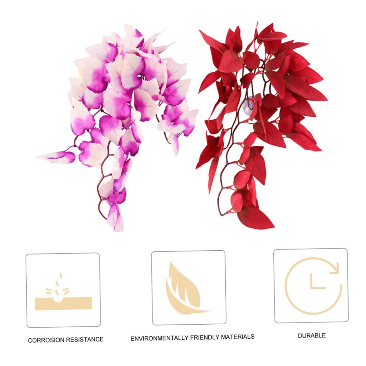 BESPORTBLE 5 Set Rattan Paesaggistico Per Animali Domestici Accessori Per Rettili Pianta Dell'habitat Dei Rettili Piante Di Seta Dell'acquario Vivido Arredamento Rettile Plastica 2 Pezzi * 5