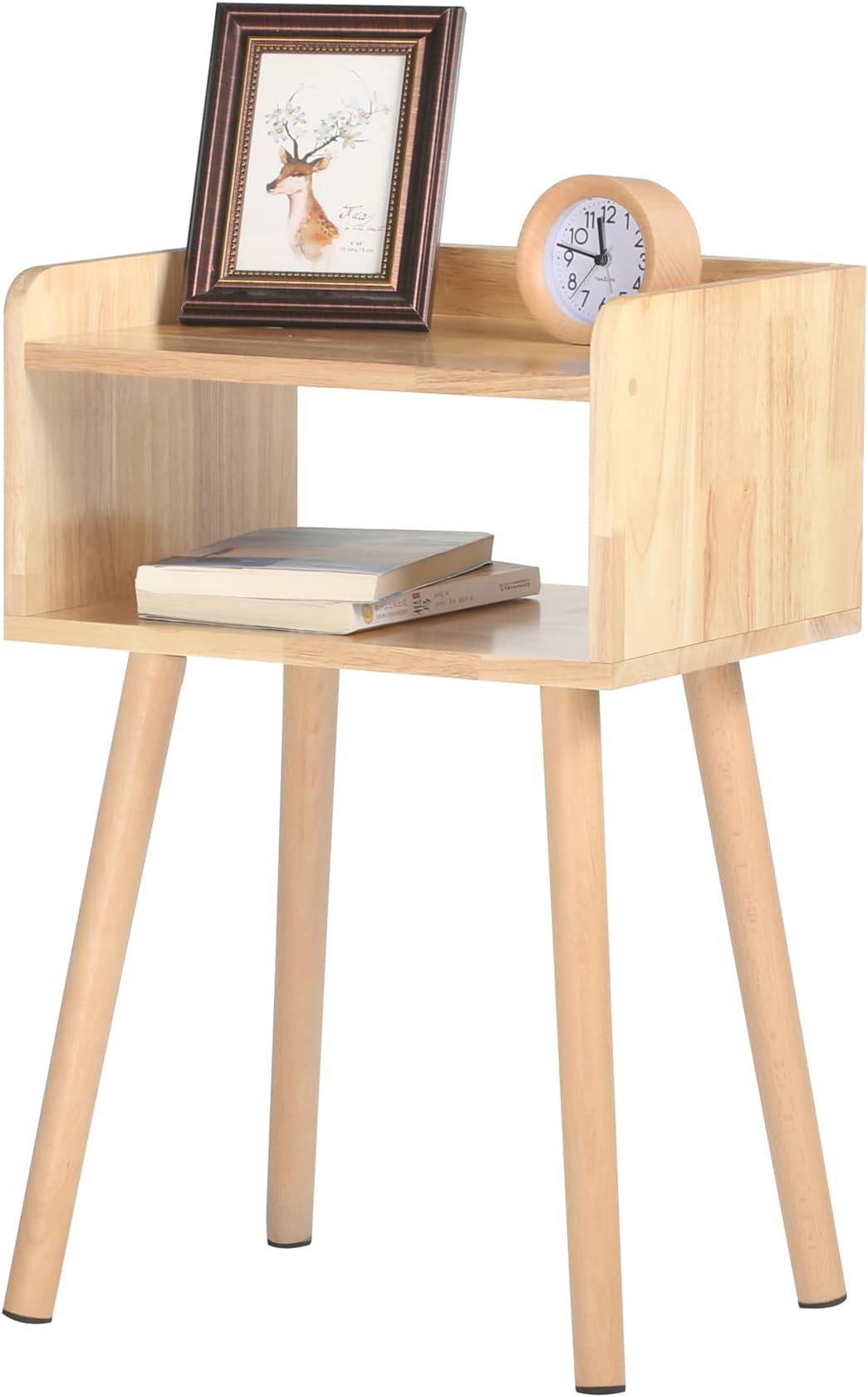 Solid Wood Night Stands Mid-Century Modern Bedside Table Minimalist and Practical End Side Table.