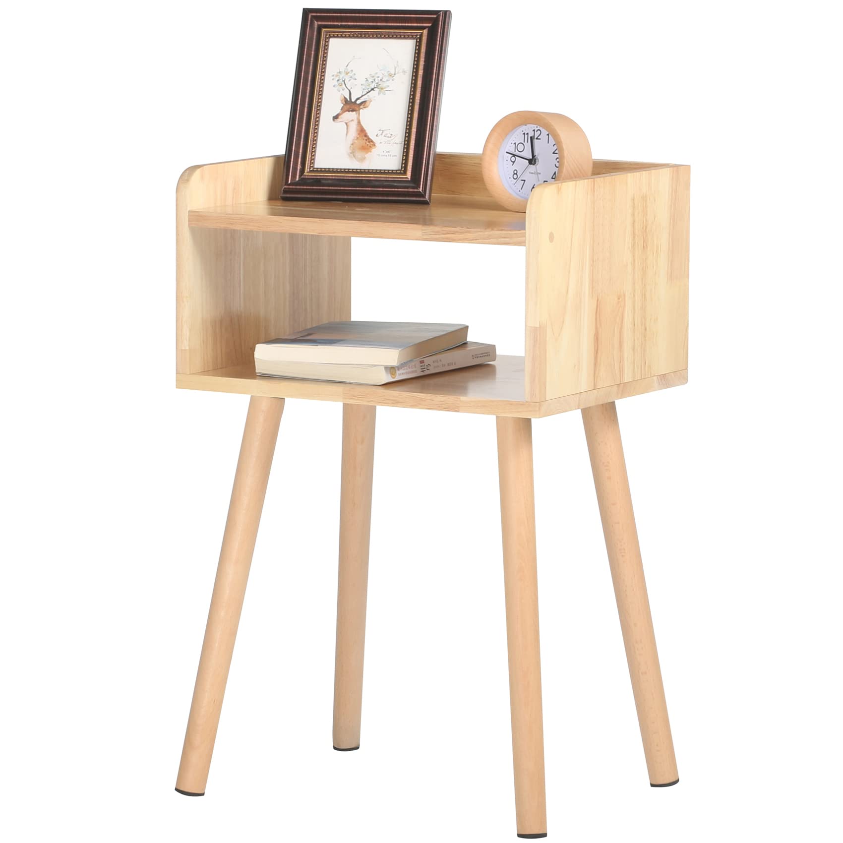Solid Wood Night Stands Mid-Century Modern Bedside Table Minimalist and Practical End Side Table.