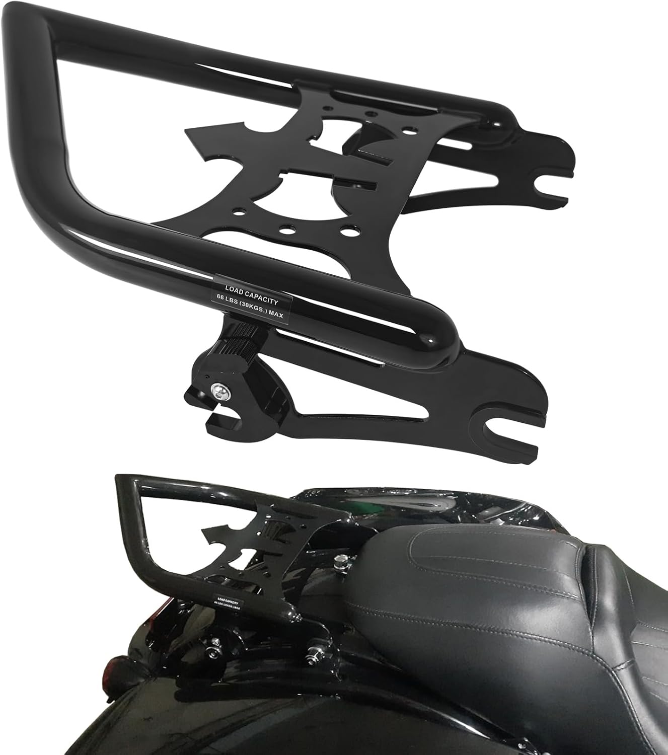 Detachable Two-Up Mounting Luggage Rack Trunk Mount Tour Pack Rack Fit for Harley Touring Models 2009-2024 Road King Ultra CVO Limited Street Glide Road Glide Electra Glide Black