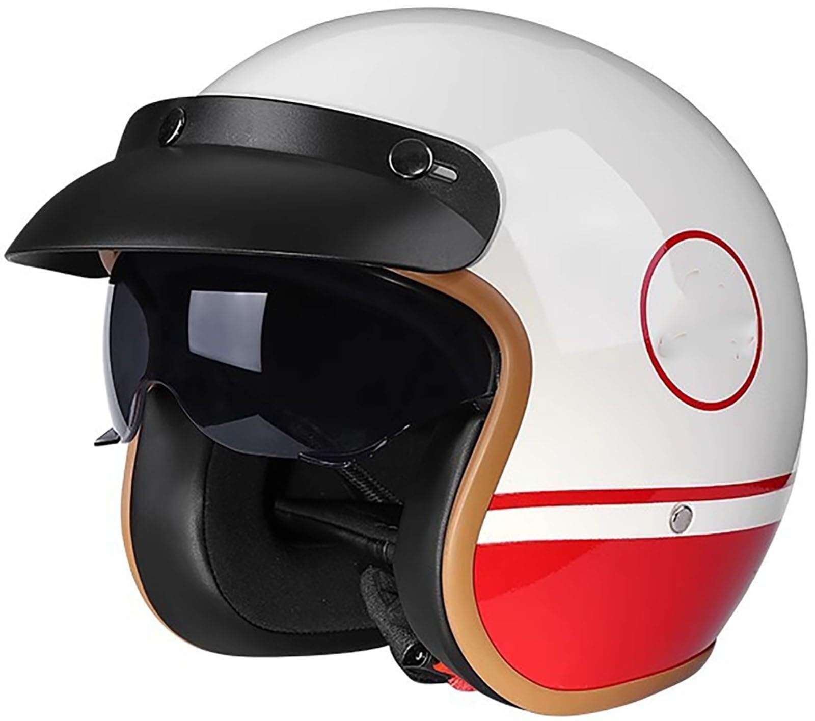 Demi Casque Moto Retro avec Visière Vintage Casques Bols Homologué ECE Casque Mobylette Ouvert Demi Casque Homme Femme Casque Jet pour Cruiser Hélicoptère Scooter