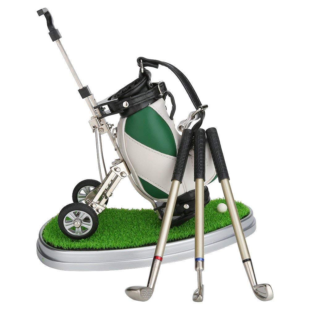 Golf Portapenne 3 Pezzi Club Penne Set Desk Decor Regali Uomini, Verde Bianco