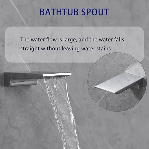 Miniatura 5 de Gabrylly Sistema de ducha con boquilla de tina, juego de grifo de ducha de bañera montado en la pared para baño con cabezal de ducha de lluvia de