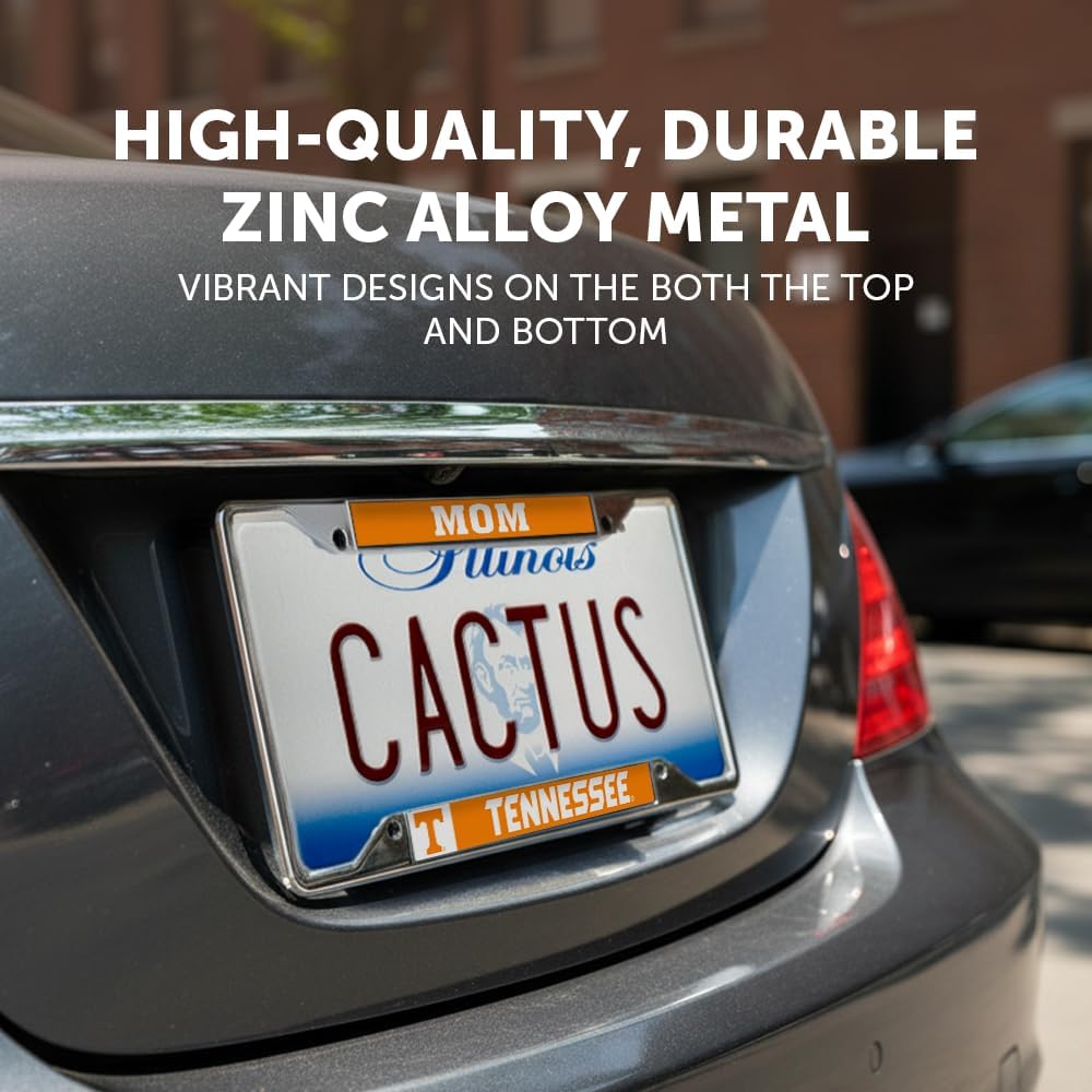 Desert Cactus University of Tennessee Car Accessories Volunteers Metal License Plate Frame and Tag Holder for Front or Rear of Car (Mom)
