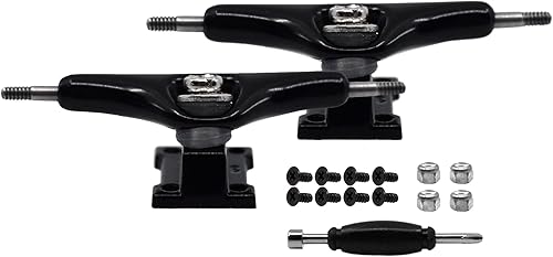 Teak Tuning Prodigy Swerve - Camiones de diapasón, color negro, 1.260 in de ancho, Kingpin invertido, forma profesional, apariencia y componentes