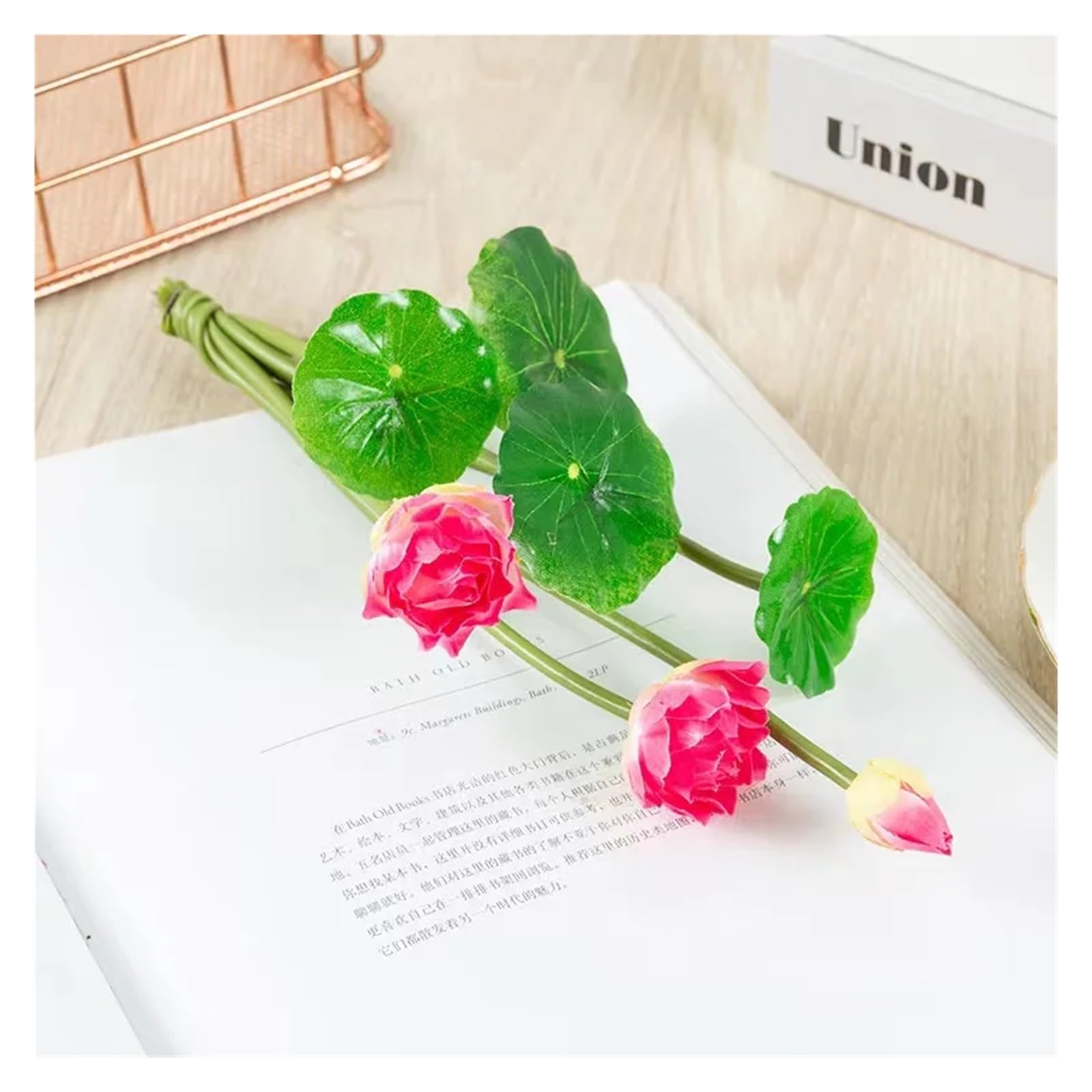 DUNSBY Artificial Lotus 27cm Mixed Color Artificial Flower Lifelike Water Lily Micro Landscape Long Lotus for Wedding Pond Garden Fake Plants Decor(Rose red)