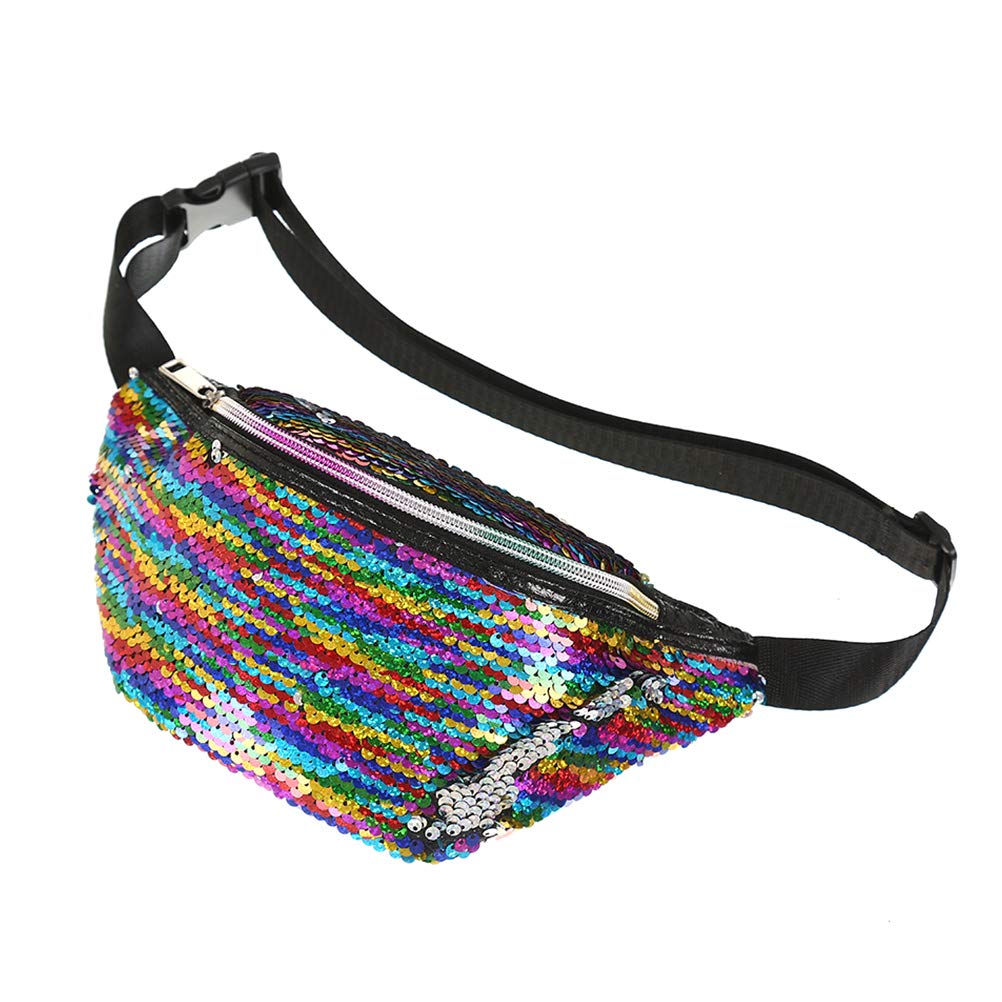 Sac Banane Enfant Cotmcor Sirène Paillettes Arc-en-ciel - Avec Pendentif, 30,5x14 Cm