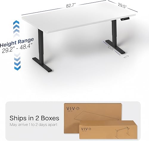 Vista 909 de VIVO DESK-KIT-1W6G - Escritorio eléctrico de pie de 60 x 24 pulgadas, ajuste de altura de memoria, serie 1B, parte superior de nogal oscuro de una