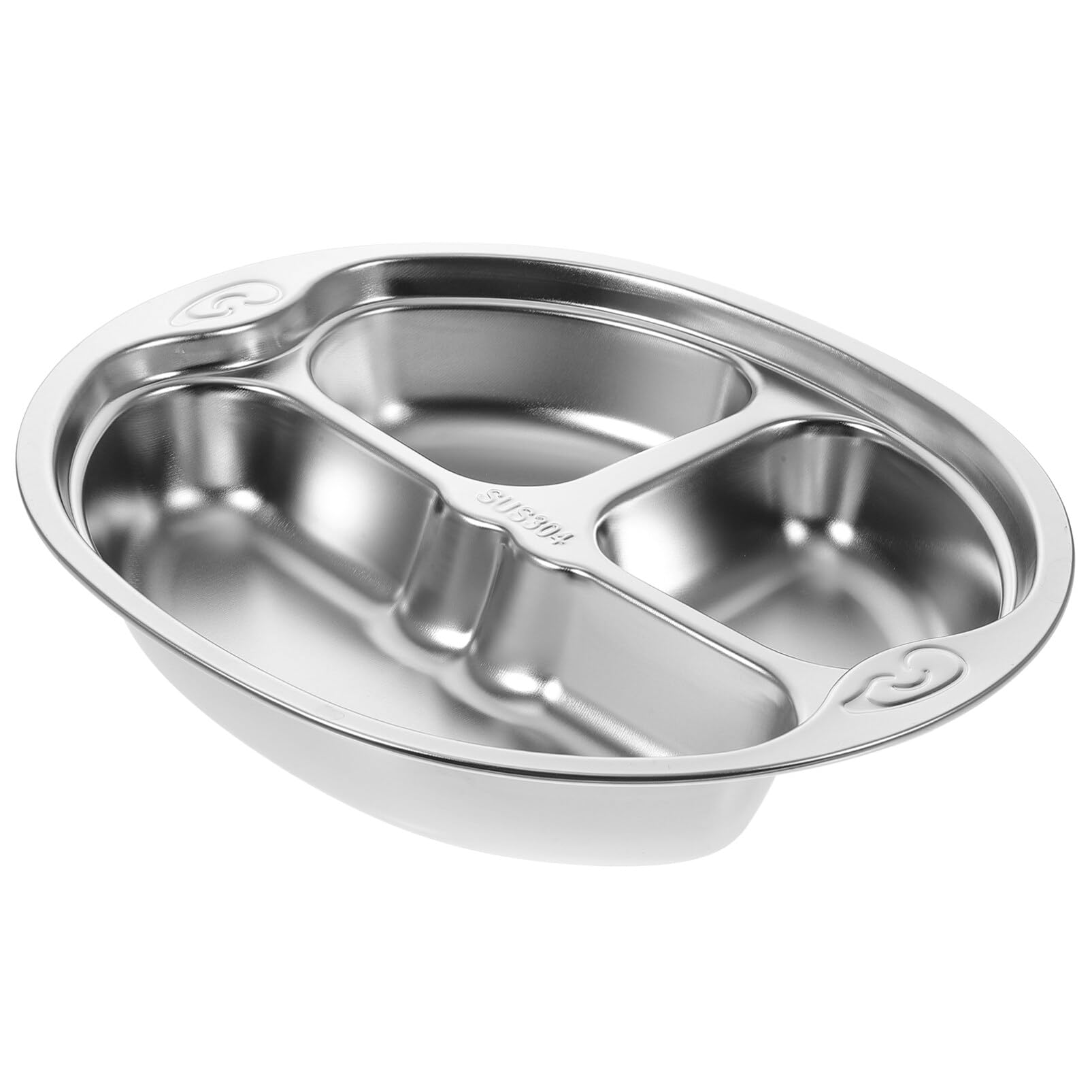 SosoportSteel Dinner Plate Snack Containers 304 Stainless Steel Divided Plates with Lid for Kids Divided Dinner Tray 3 sections Bento Lunch Box Divided Food Containers Camping Cookware