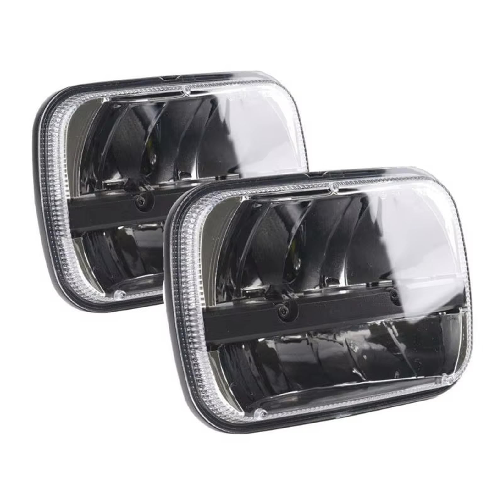 Faro Anteriore Gruppo Faro LED Quadrato Alto/basso Rettangolare Per Jeep Per Cherokee XJ Per Wrangler 4X4 Set Di Fari(2 piece Black)