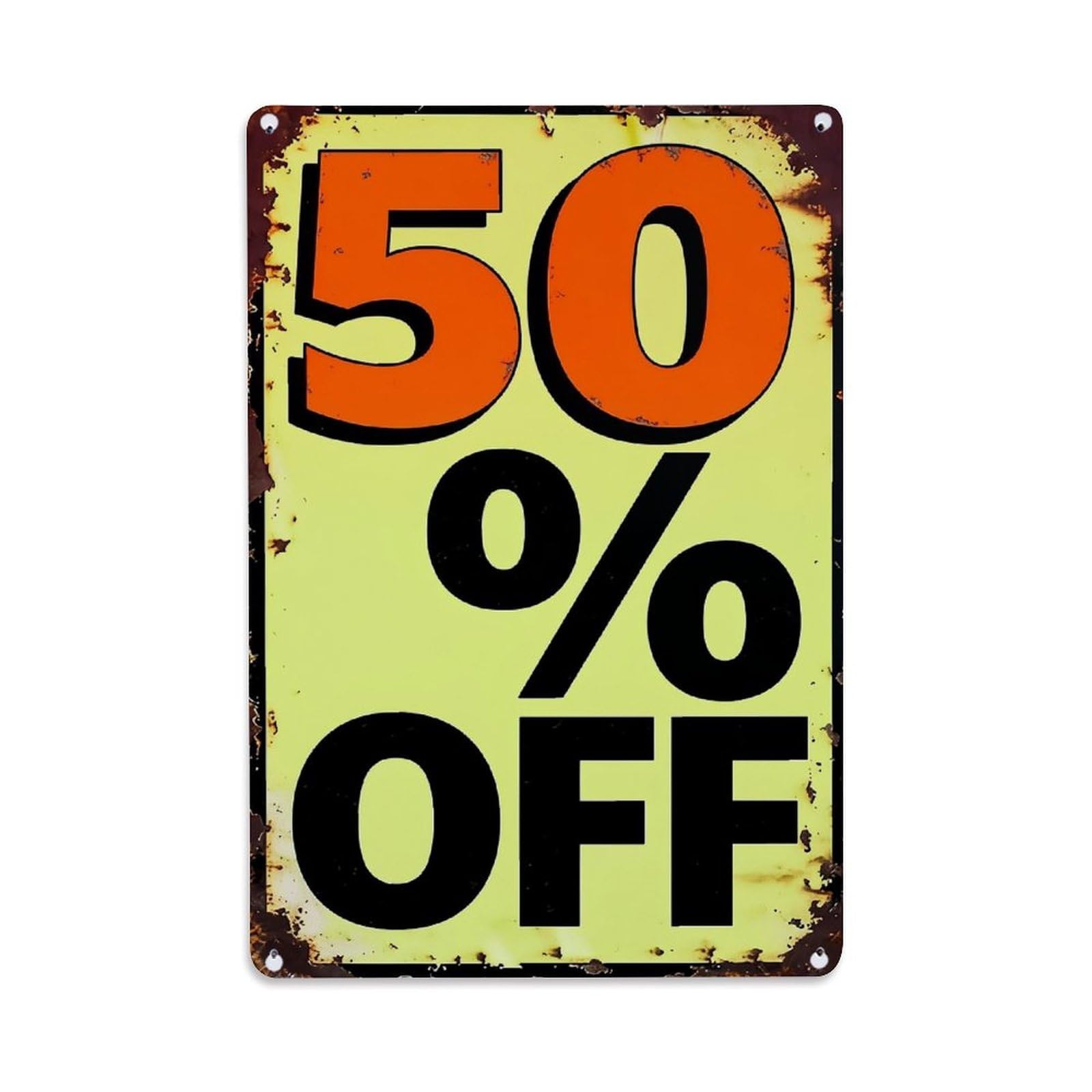Jdfenggu Vintage Fifty Percent Off Sign Retro Metal Tin Sign, Decor Art Poster For Bar, Home, Man Cave, Kitchen, Laundry Room Gift 8X12inch