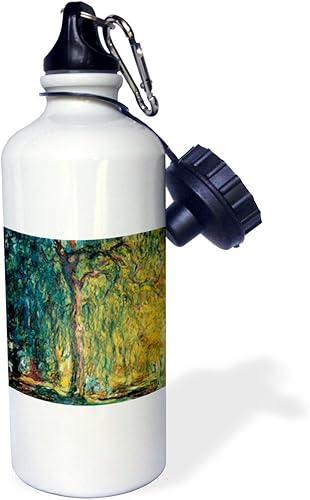 3dRose WB _ _ _ _ _ _ _ _ _ _ 80628_ _ _ _ _ _ _ _ _ _ 1" Pintura Weeping Willow "Deportes botella de agua de la imagen de Monet, 21oz, color blanco