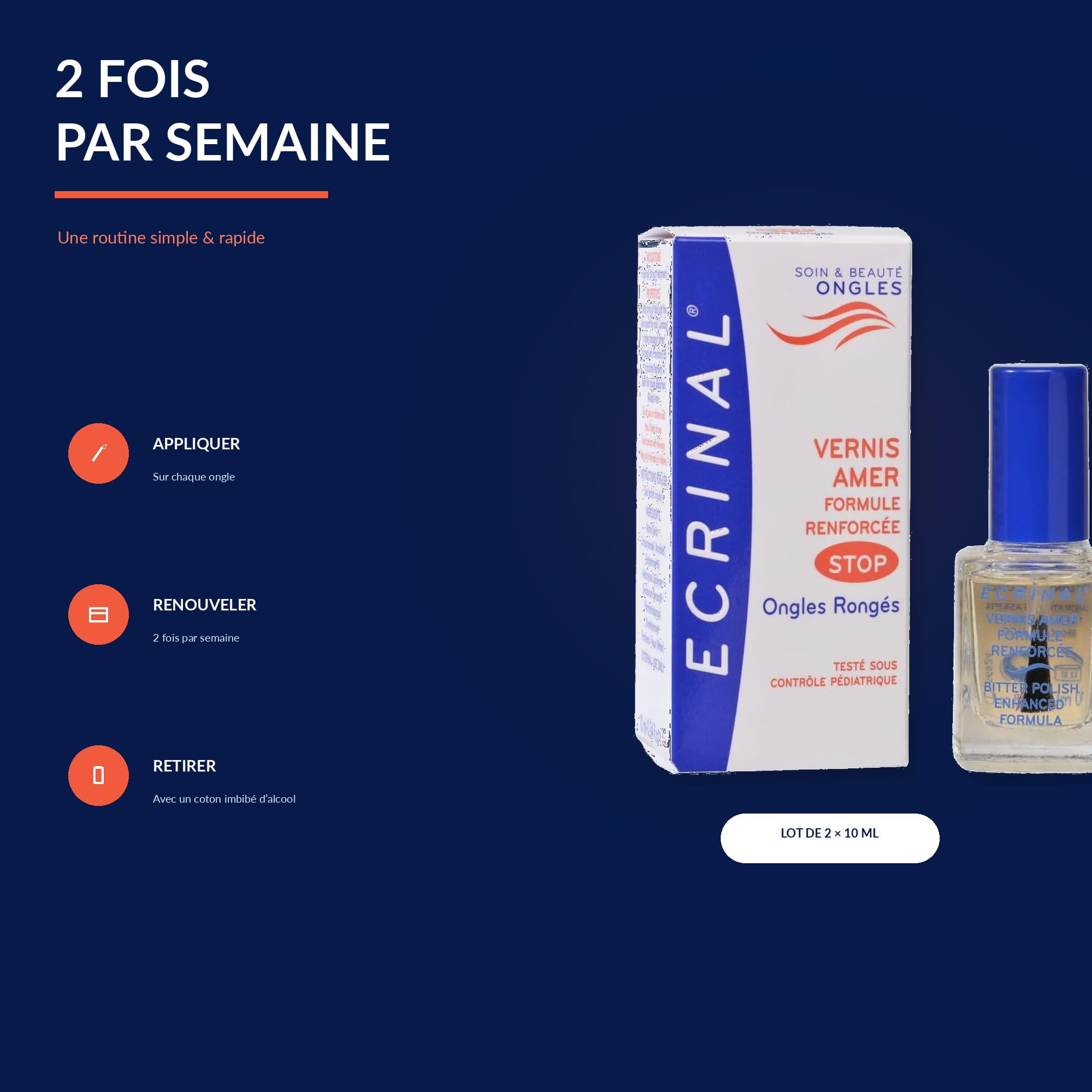 ECRINAL | Smalto Amaro per Unghie | Aiuta a Contrastare l'Abitudine di Mangiare le Unghie | Formula Invisibile | Favorisce la Ricrescita | Per Bambini dai 3 Anni e Adulti | 10 ml
