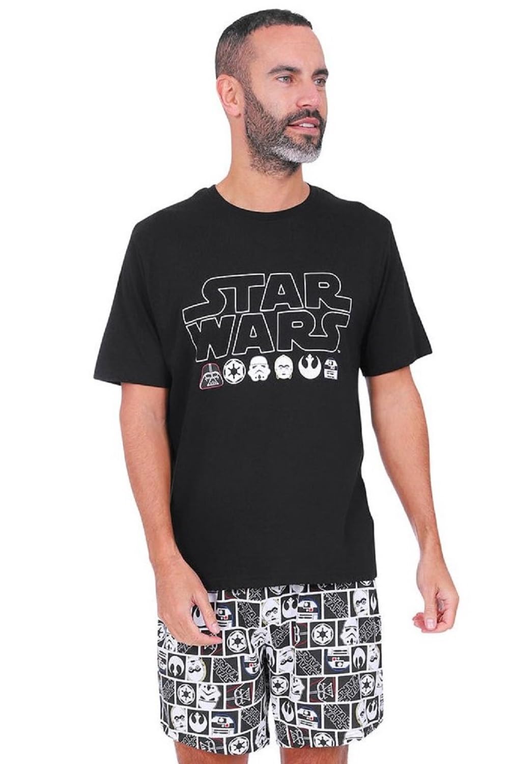 Star Wars Mens Official Character Cotton Short Pyjamas (Large) Black