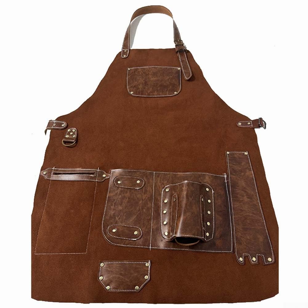 Tablier de soudage en cuir double face résistant à la chaleur 60