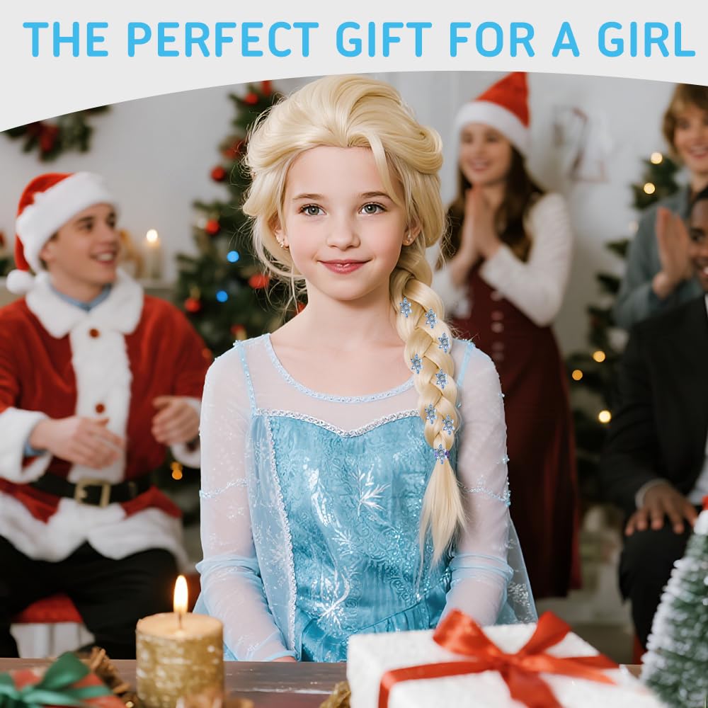 Elsa Parrucca Principessa Elsa Parrucca Principessa Bambini Capelli Principessa Costume Accessori per Bambini Ragazze Festa Compleanno Donne Natale Halloween Festa Cosplay Carnevale