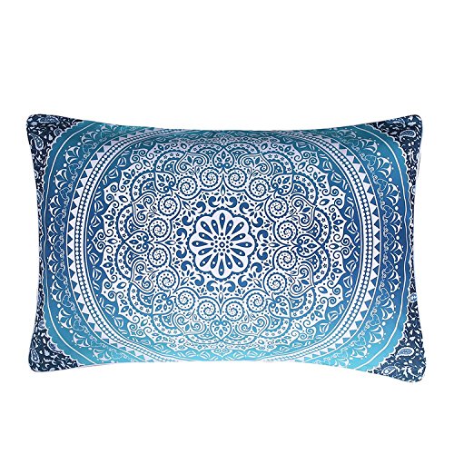 Sleepwish Elephant Mandala Pattern Pillow Case Crystal Arrays Blue Bedclothes Mandala Printed Pillowcase (1 Case) (20 x 30 Inches)
