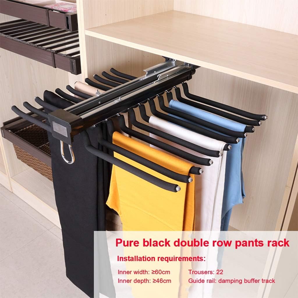 Pants Hanger Multi-Layer Jeans Trouser Hanger Closet Stainless Steel Rack Space Saver for Tie Jeans Towel Clothes with 20/22 Arm (Color : Black-a) (Black b)