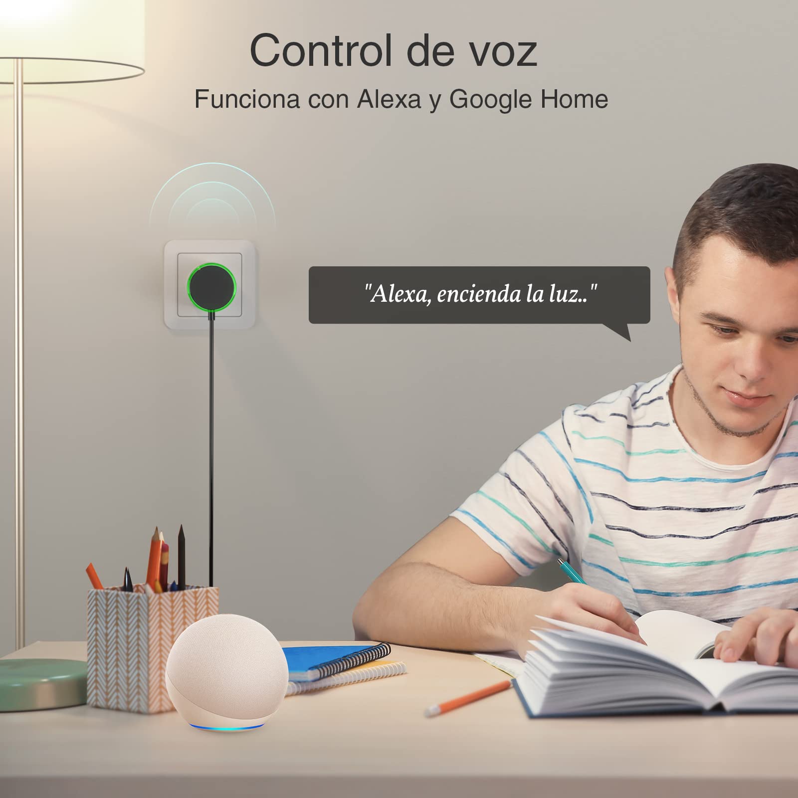 GHome Smart Gniazdko wtykowe z pomiarem prądu, mini gniazdko Wi-Fi, kompatybilne z Alexa/Google Home, pilot zdalnego sterowania aplikacją, sterowanie głosem, harmonogram, 10 A, tylko 2,4 GHz,