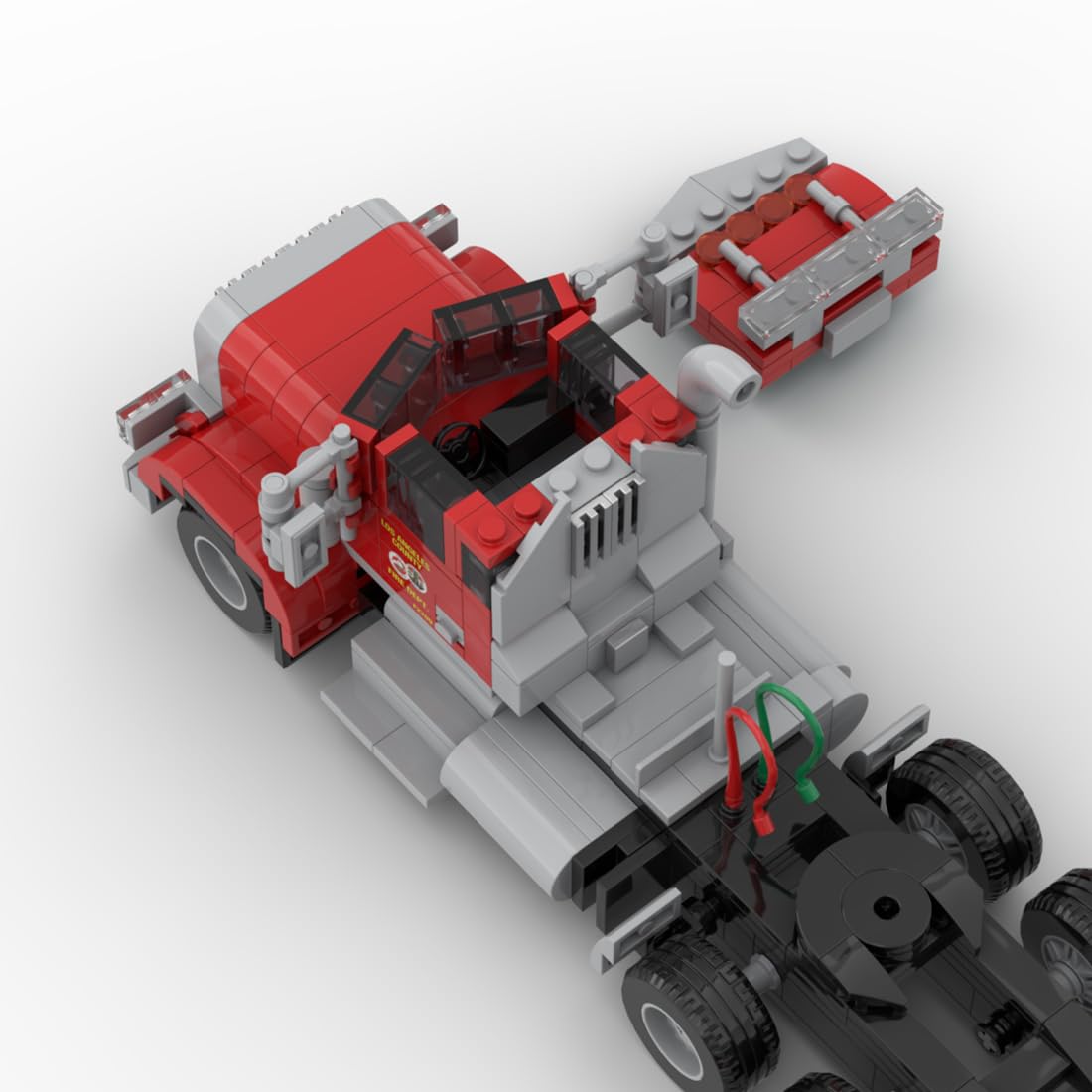 1803 Teile Schwerlast Tieflader Lkw Bausatz, Baumaschinen Transport Modell | mit Zugmaschine & Raupenbagger, glatte Bausteine + QR-Anleitung für Erwachsene & Sammler