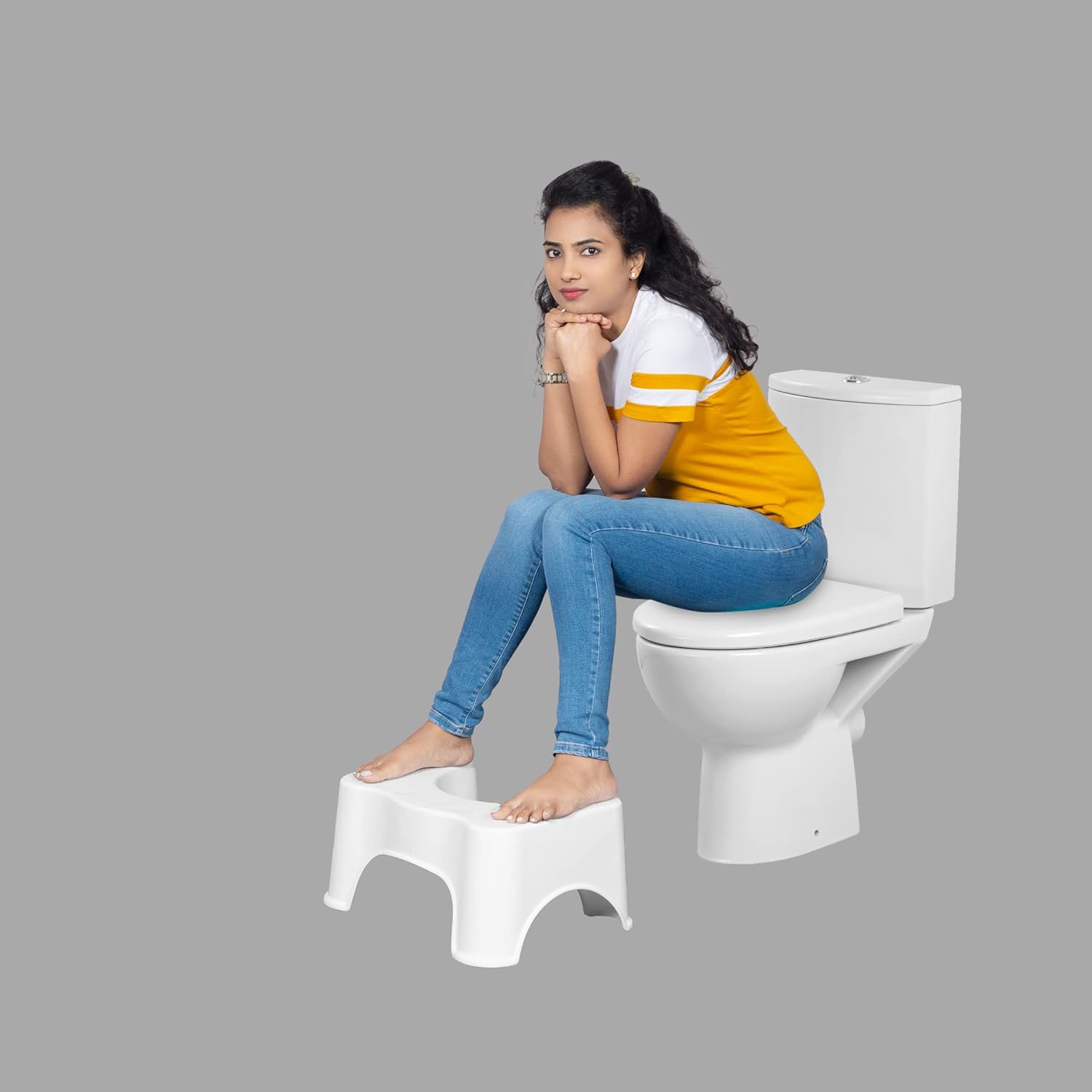 PARASNATH Squat Commode Toilet Stool 8 Inch White Colour - Natural Squatting Support for Healthy Elimination and Reduced Strain with Durable, 6 Year Manufacturer Warranty - Made in India 4 61OBLCYaGML. SL1500
