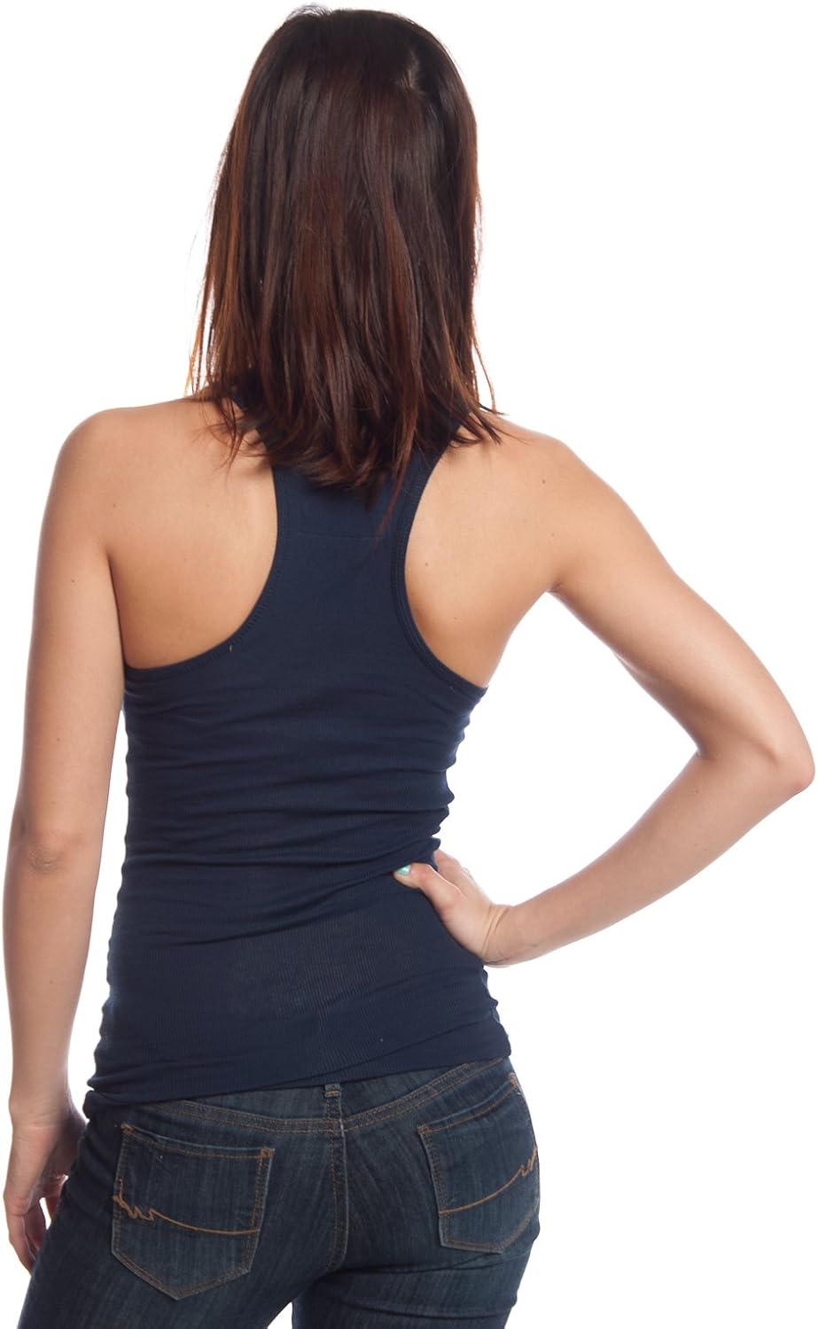 2 Pack Zenana Women's Basic Ribbed Tank Top Small Navy, H Gray - Image 7