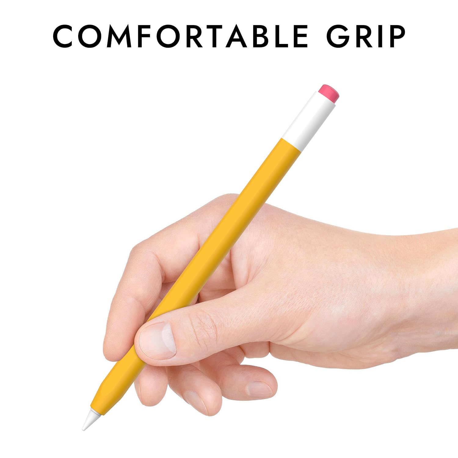 Klasyczne silikonowe etui kompatybilne z Apple Pencil Pro i Apple Pencil 2. generacji, pokrowiec ochronny obsługuje ładowanie magnetyczne i podwójne dotknięcie (żółty)
