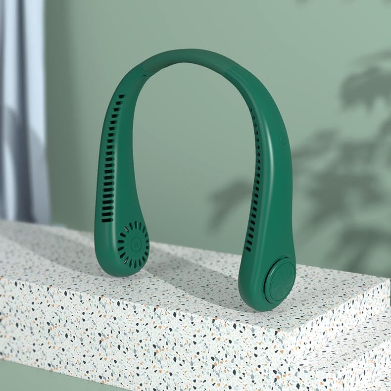 TechPride Neck Fan, Portable Hands-Free Wearable Fan, 360° Surround Air, Rechargeable, for Outdoor and Indoor Use (Green)-image-2