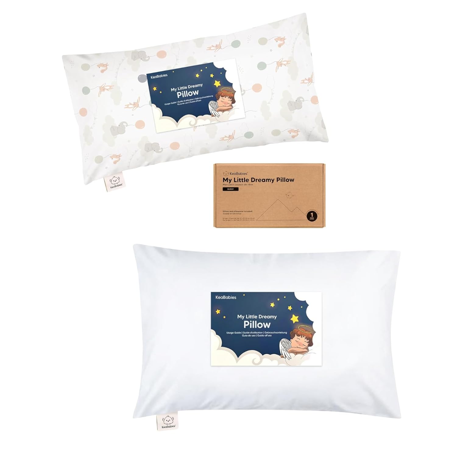 KeaBabies Buddy Toddler Pillow with Pillowcase 10x18 and Toddler Pillow with Pillowcase - Soft Toddler Pillows for Sleeping, Kids Pillow - 13X18 Soft Cotton Toddler Pillows for Sleeping