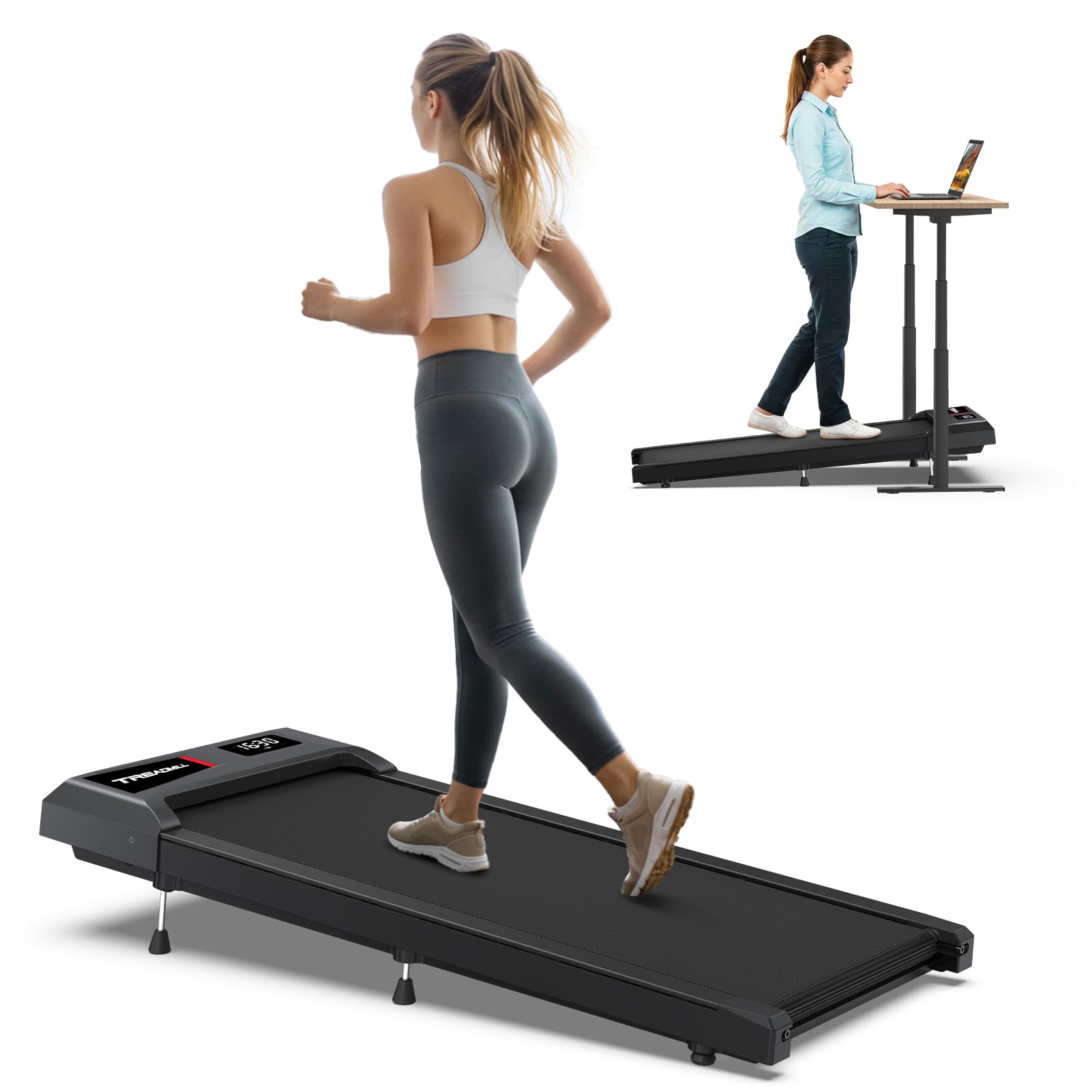 Walking Pad Treadmill, Upgraded Up to 6% Incline Walking Pad, Voice Controlled Under Desk Treadmill 300+LB Capacity Work with ZWIFT KINOMAP, Only 39LBS Portable Treadmill for Home,Office,Apartment