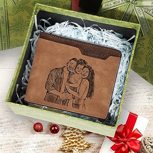 Customized Photo Wallet Name Personalized Wallets for Men Custom Picture Gifts for Him Husband BF Dad Son Groomsmen Birthday Anniversary Father's Day Christmas Gift (light coffee)2