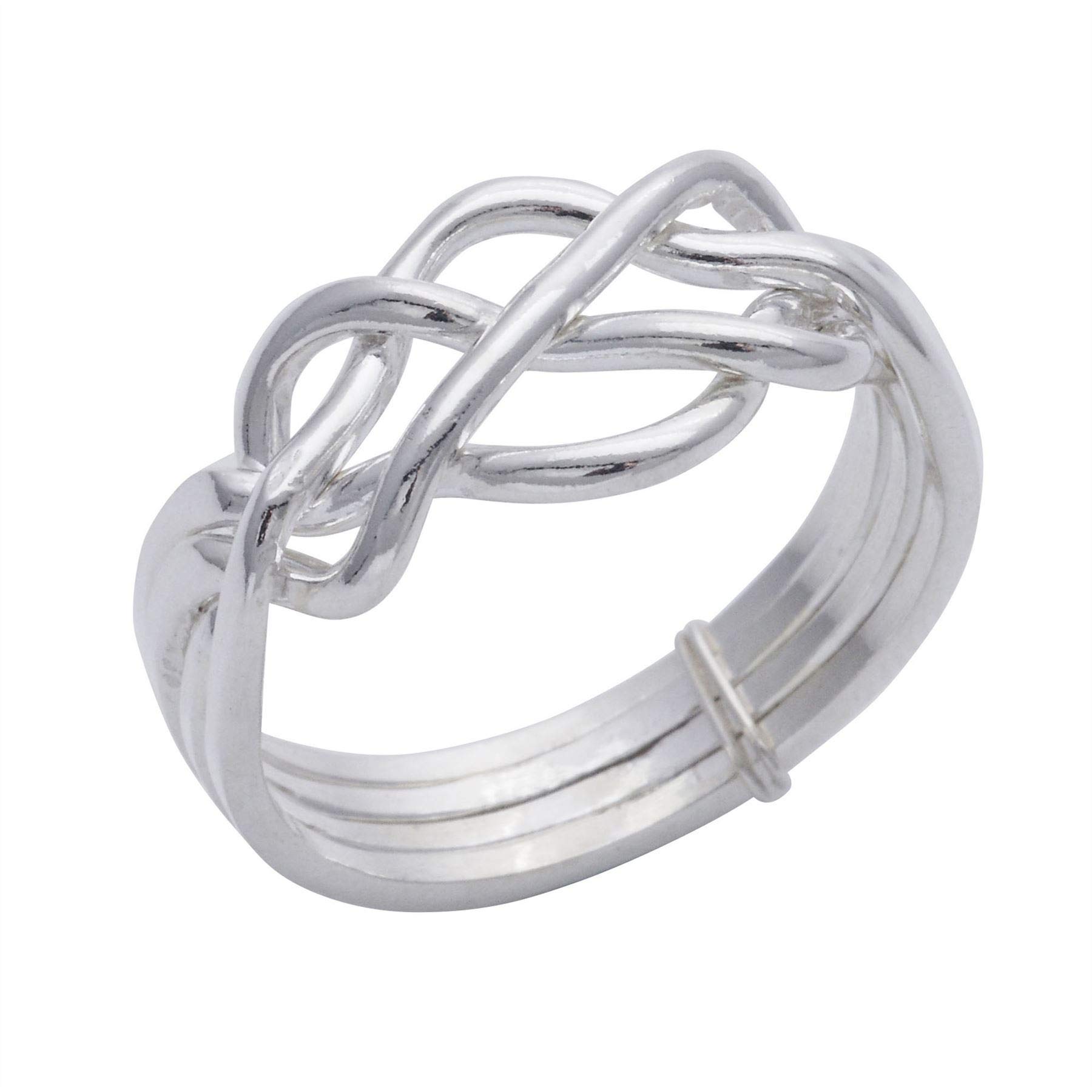 Silverly Anillos de Plata Maciza con Nudo Celta para Mujer (925) | Anillos de Hombre en Plata de Ley | Regalo de Joyería | Cuatro Bandas Únicas | Anillo de Bodas Turco de Promesa
