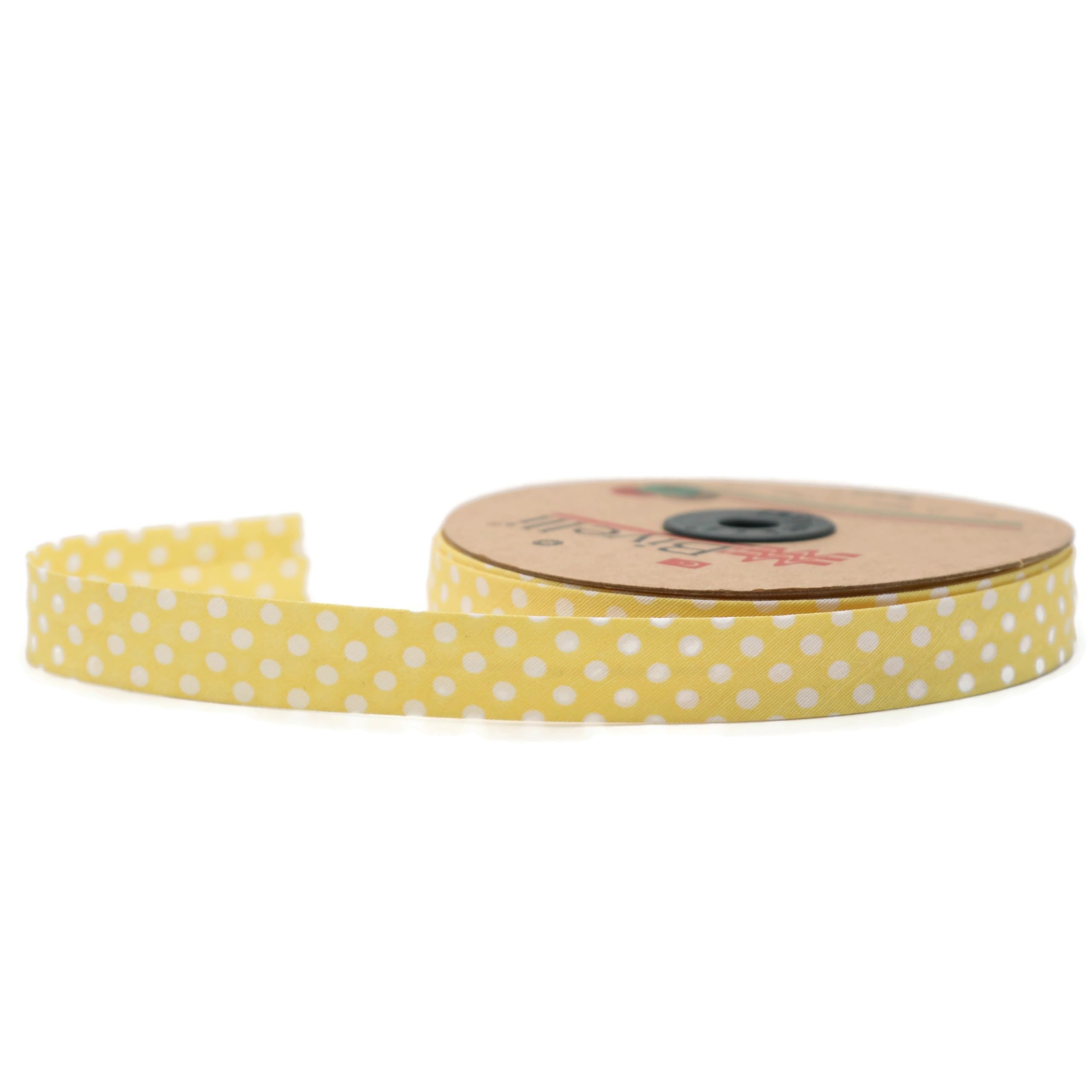 Cinta de encuadernación al bies plegable de algodón, 20 mm de ancho, 27 yardas, cinta de encuadernación de algodón de un solo pliegue para coser ropa, bricolaje, amarillo, A14