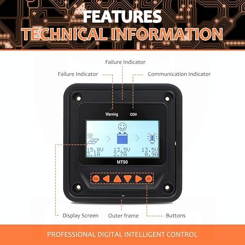 Vista 16 de EPEVER Controlador de carga solar MPPT 40A 12V/24V Trabajo automático Máx. PV 150V Diseño modular Paneles solares Regulador MPPT con pantalla LED