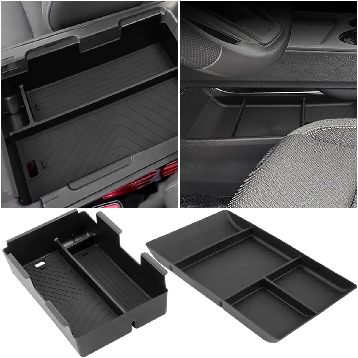 2PCS Center Console Organizer & Armrest Tray Compatible with 2024 2025 Honda Prologue &2024 2025 Acura ZDX Tray Center Console Storage Box Insert Divider Slots Odorless ABS TPE Materials