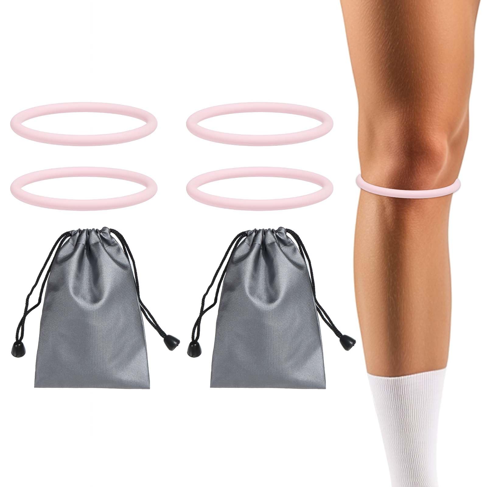 YELARXI Patella Band Silicone Knee Band, Patellar Tendon Support Strap with Storage Bag Fit for Knee Pain Ease Basketball Running Hiking Soccer Sports - (2 Set, Pink)