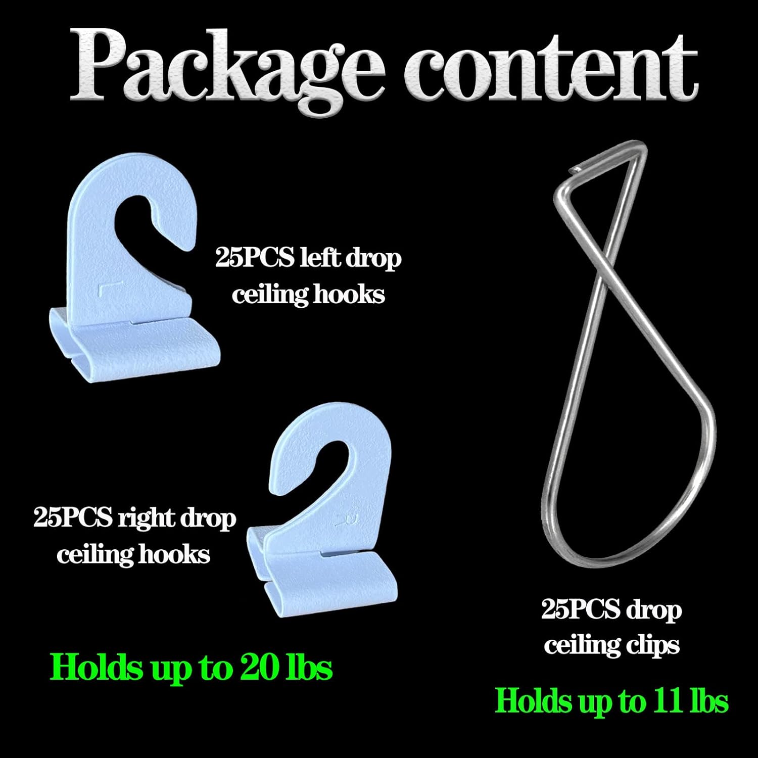 75 PCS Drop Ceiling Hooks for Hanging,25 Pairs Heavy Duty Ceiling Hooks & 25 PCS Drop Ceiling Clips Suspended T-Bar Clips Drop Ceiling Hanger Kit for Home Classroom Grid Office