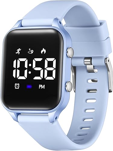 Miniatura 15 de Relojes digitales para niños y niñas, reloj deportivo con rastreador de fitness, podómetro, alarmas, cronómetro, no necesita aplicación, reloj