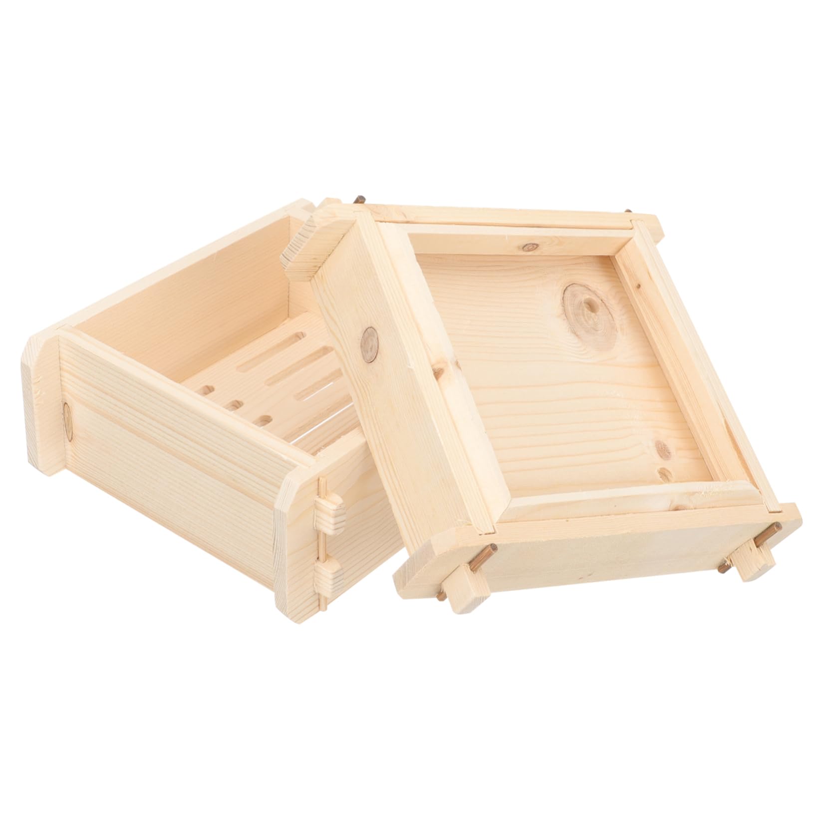 IWOWHERO 1Set Kitchen Wooden Square Steamer with Lid for Cooking Dim Sum Vegetables and Dhokla Natural Handmade Restaurant Food Steamer